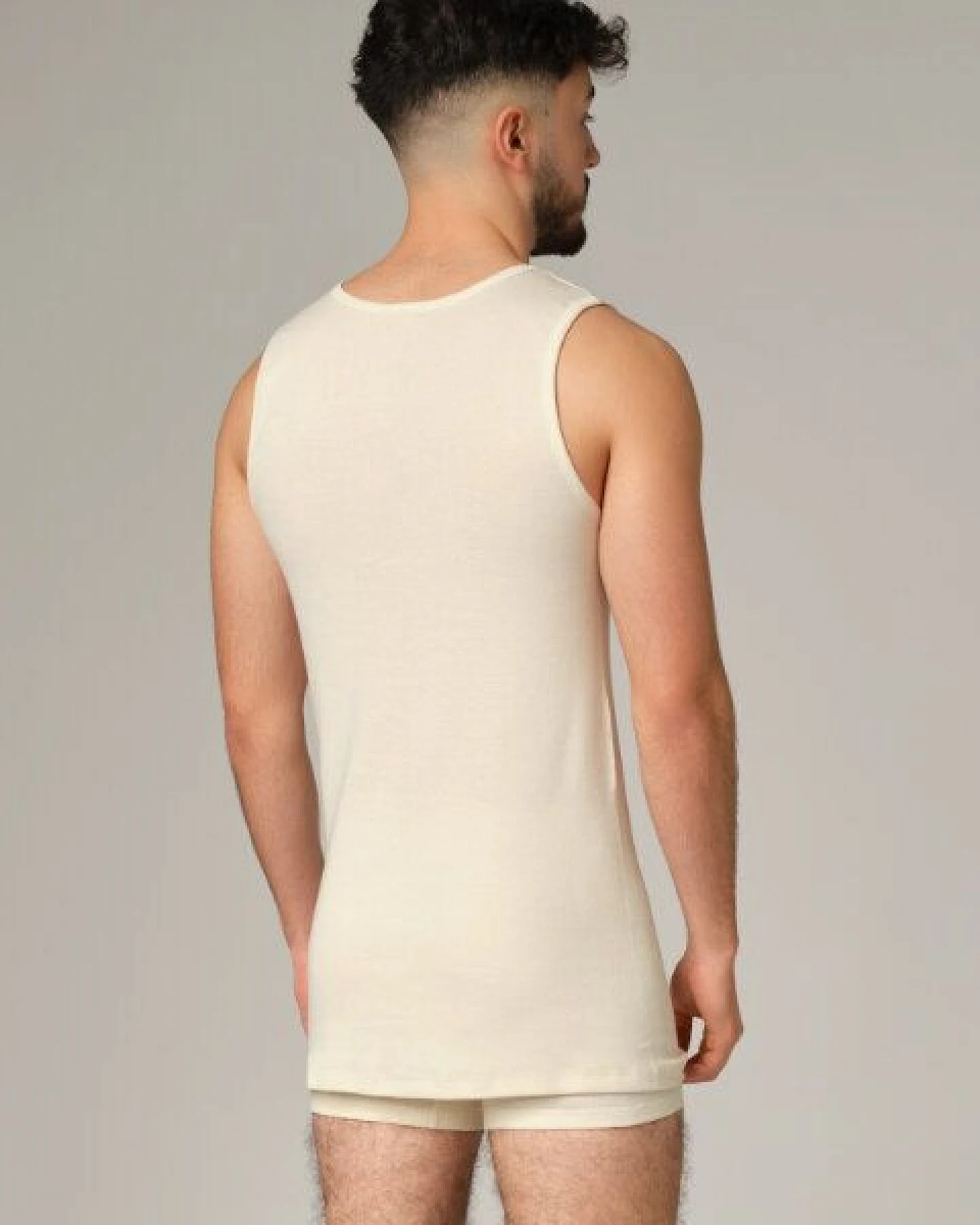 comazo|earth Fairtrade Shirt ohne Arm Feinripp, marine und bio-natur – Ansicht 3