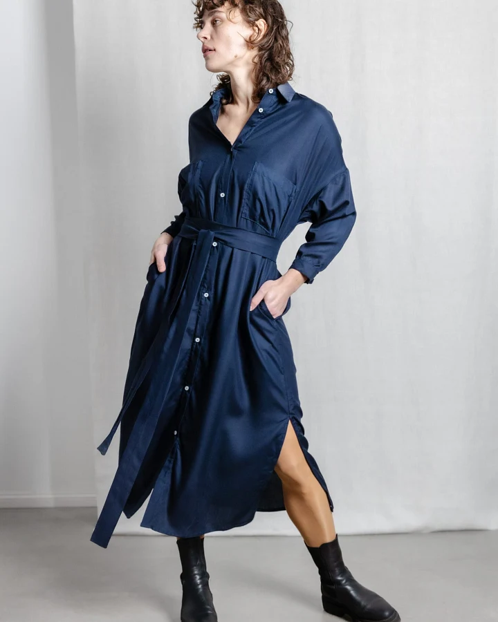Jyoti Fair Works Damen vegan Kleid Ananya Saphirblau