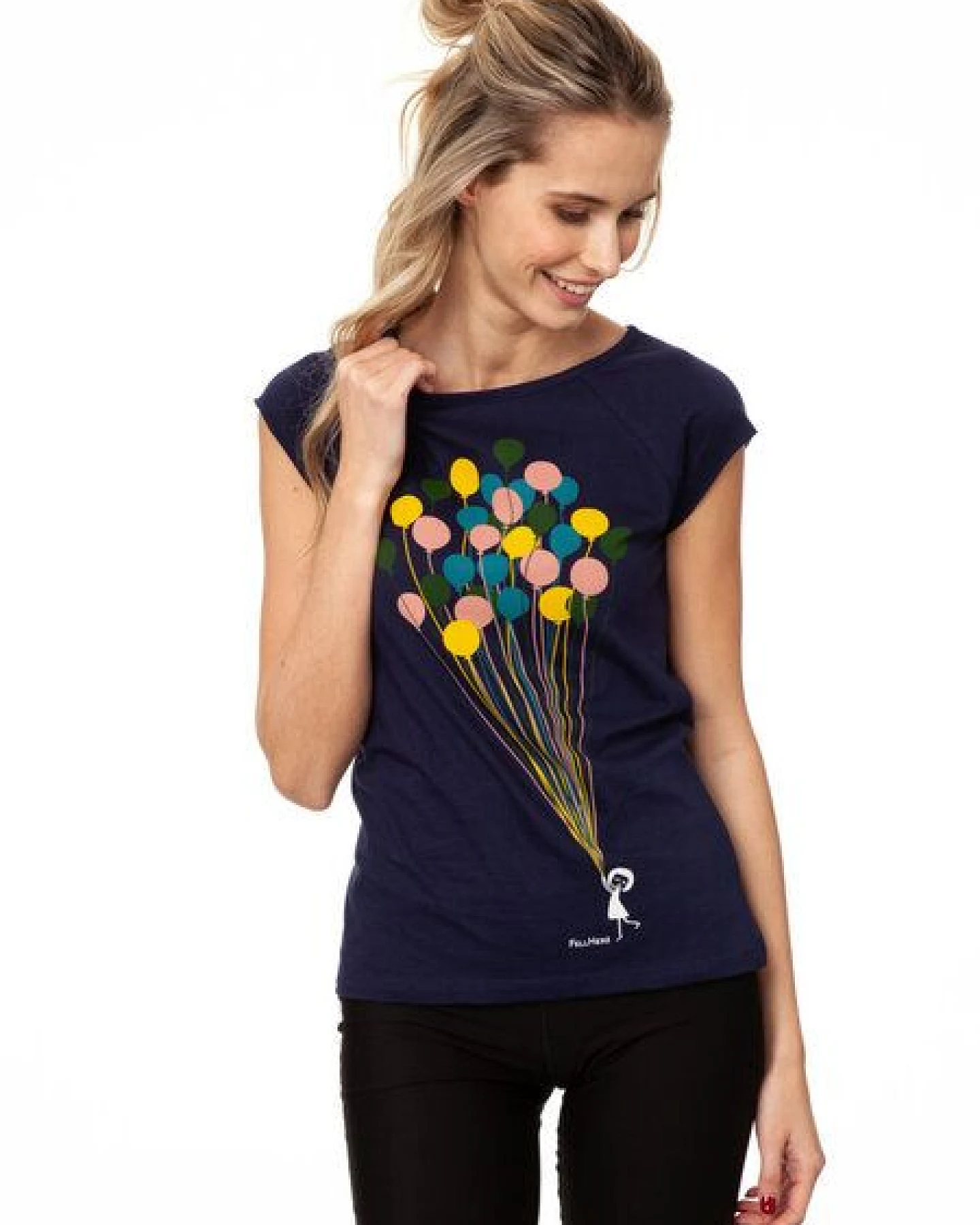 FellHerz Damen T-Shirt Balloons Girl Bio Fair – Ansicht 2