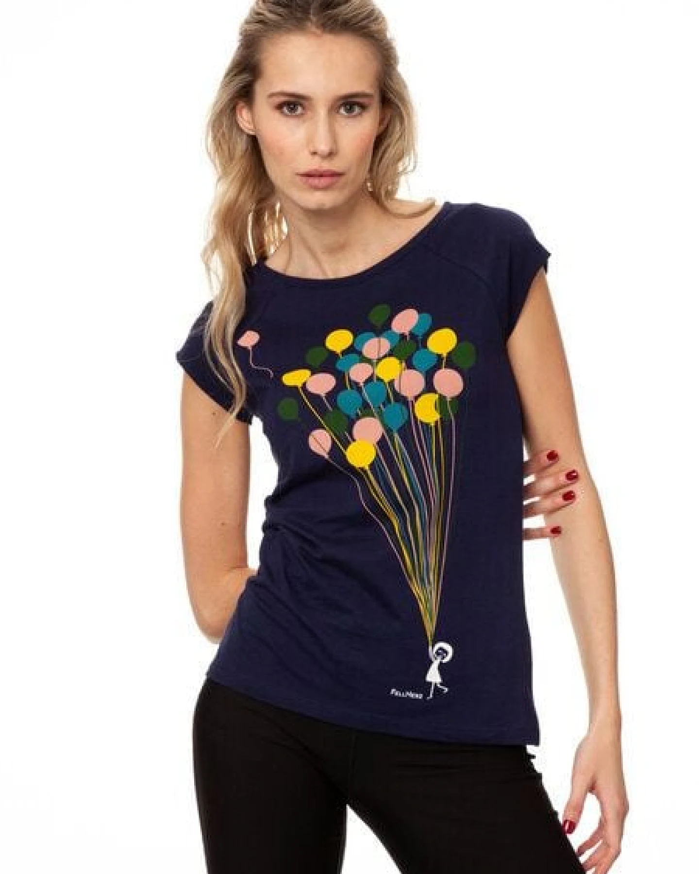 FellHerz Damen T-Shirt Balloons Girl Bio Fair – Ansicht 4