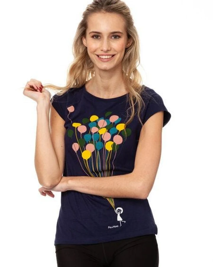 FellHerz Damen T-Shirt Balloons Girl Bio Fair