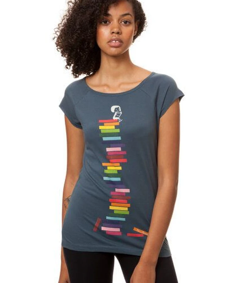 FellHerz Damen T-Shirt Books Girl Bio Fair