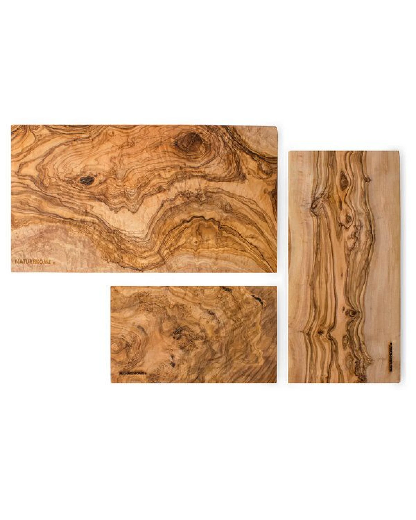 NATUREHOME Olivenholz Schneidebrett 25x15 cm – Frühstücksbrett aus massivem Holz, handgefertigt, nachhaltig, mediterranes Servierbrett & Brotzeitbrett – Ansicht 2
