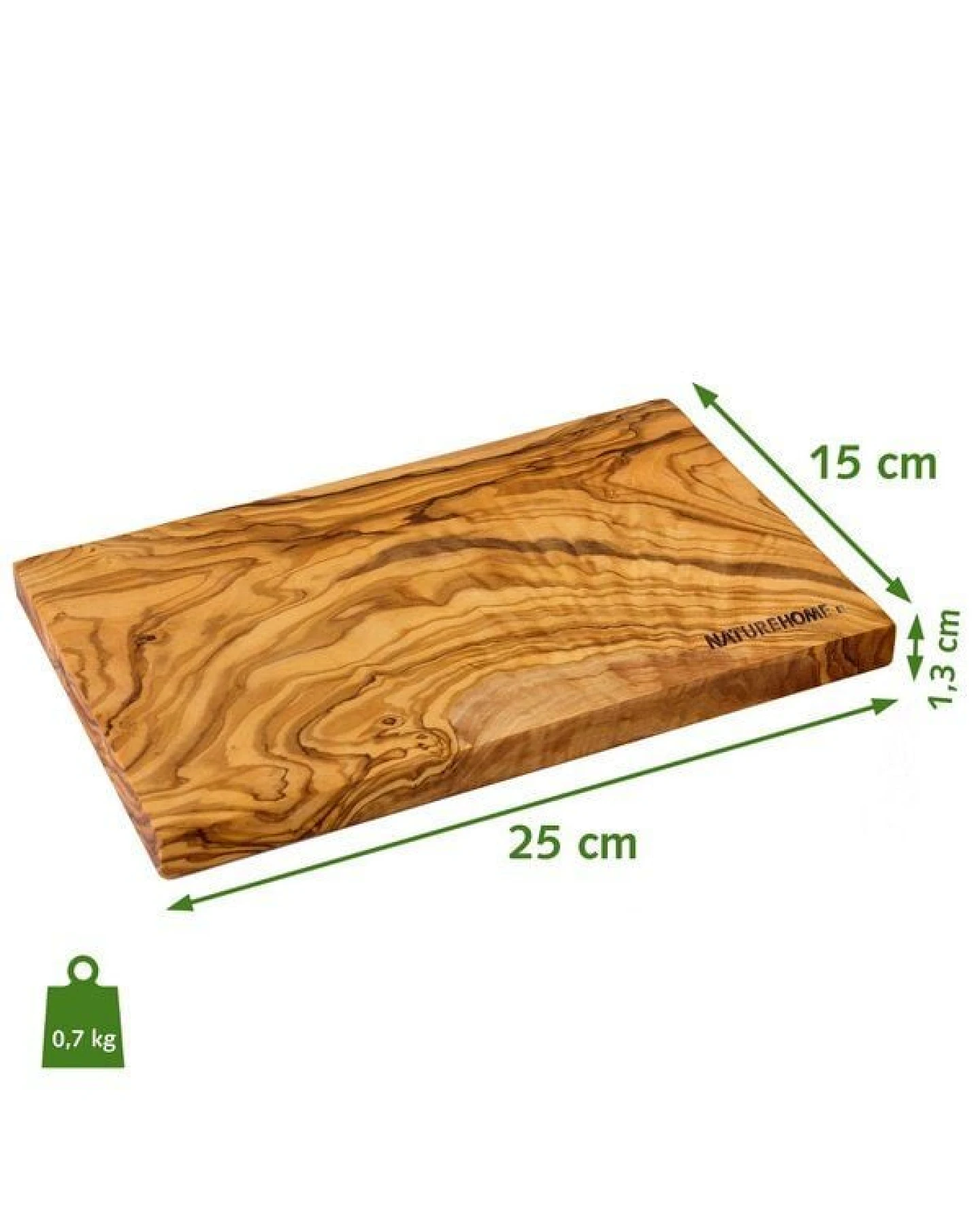 NATUREHOME Olivenholz Schneidebrett 25x15 cm – Frühstücksbrett aus massivem Holz, handgefertigt, nachhaltig, mediterranes Servierbrett & Brotzeitbrett – Ansicht 4