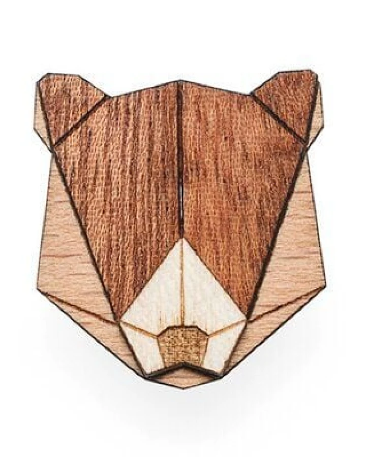 BeWooden Brosche aus Holz "Bear Brooch"