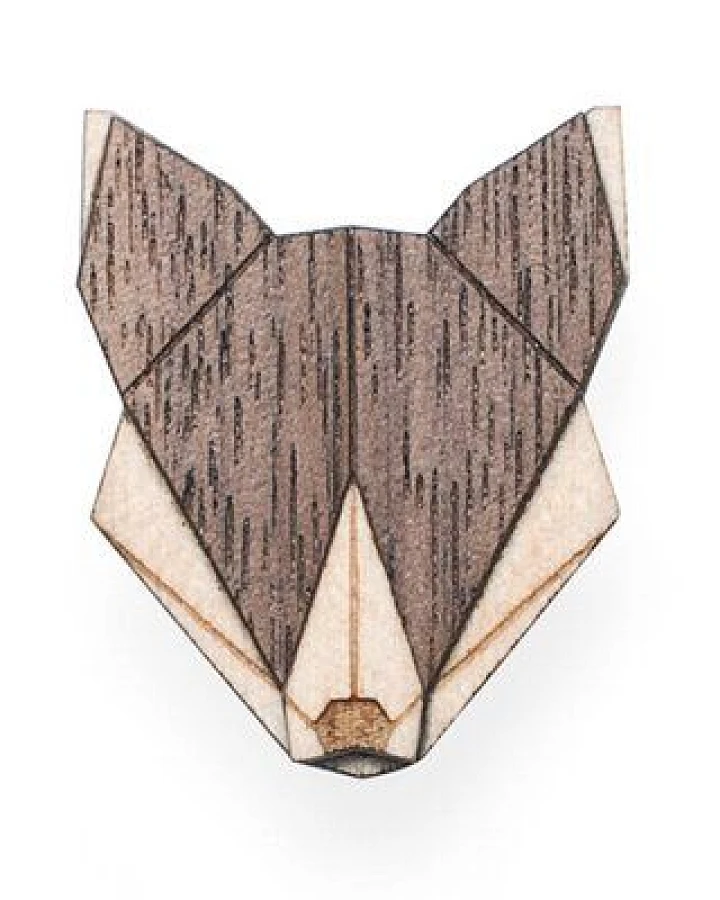 BeWooden Brosche aus Holz - Wolf