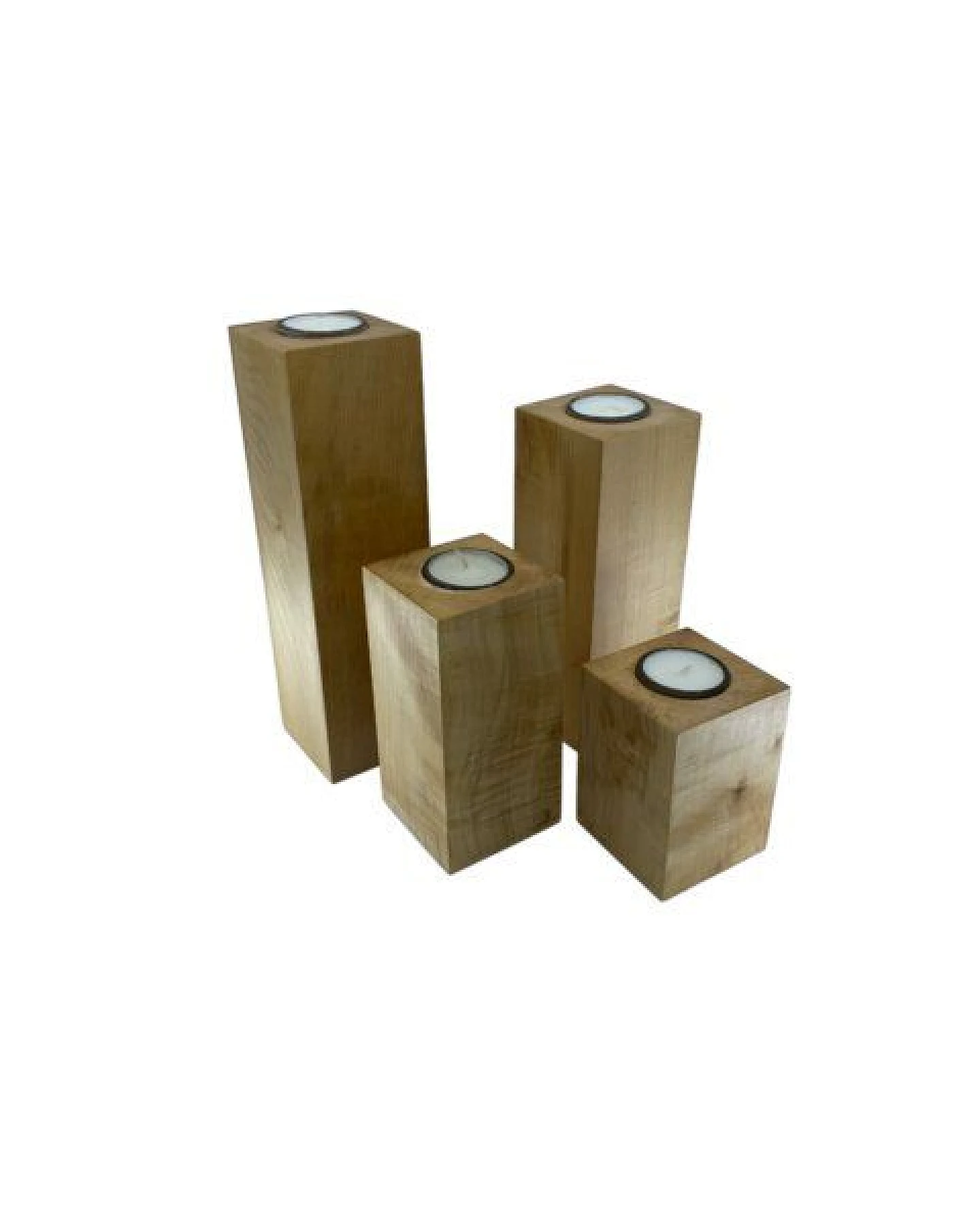 Lajos Varga 4er-Set Teelichthalter groß Bergahorn Höhe 10 - 25 cm – Ansicht 2