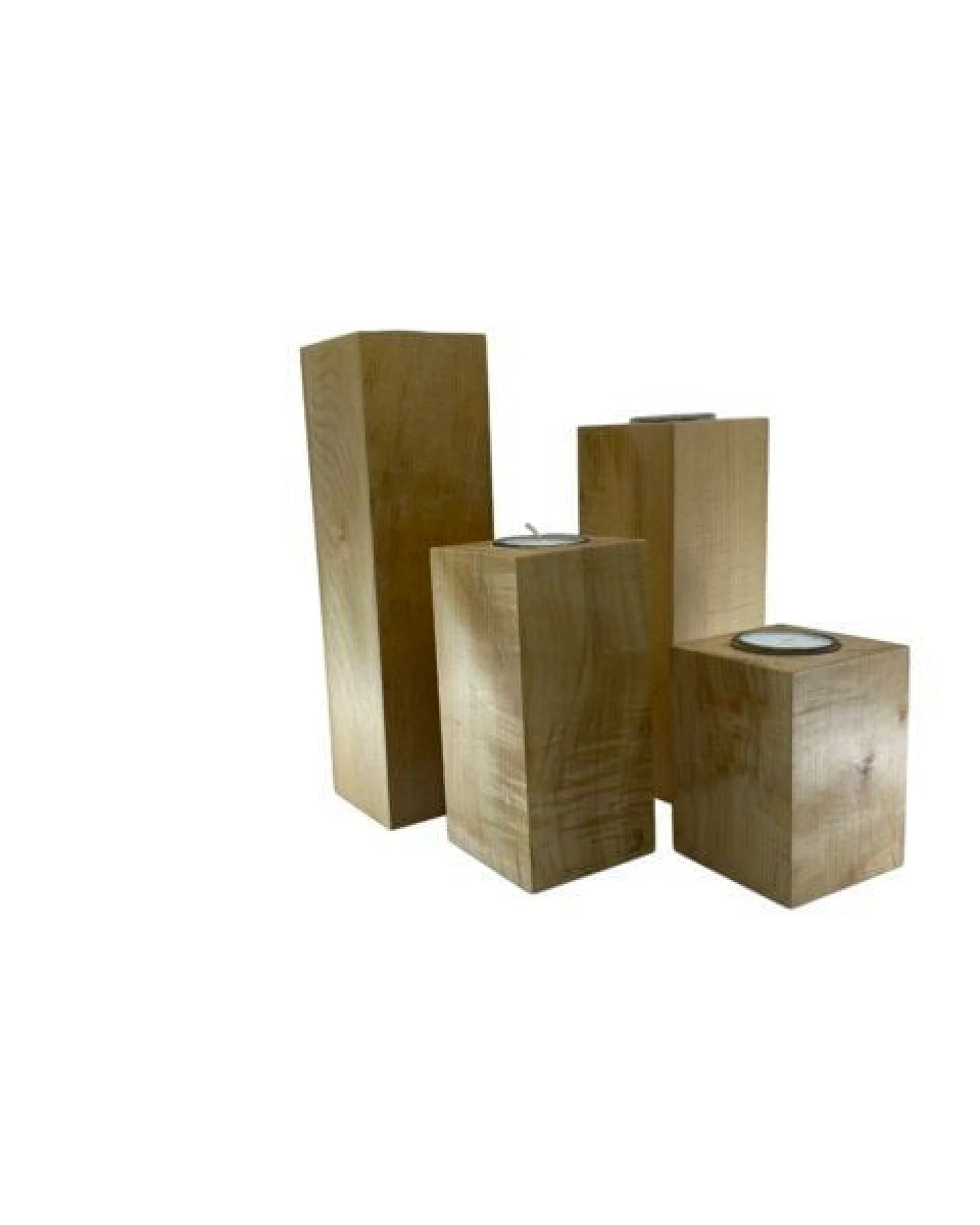 Lajos Varga 4er-Set Teelichthalter groß Bergahorn Höhe 10 - 25 cm – Ansicht 3