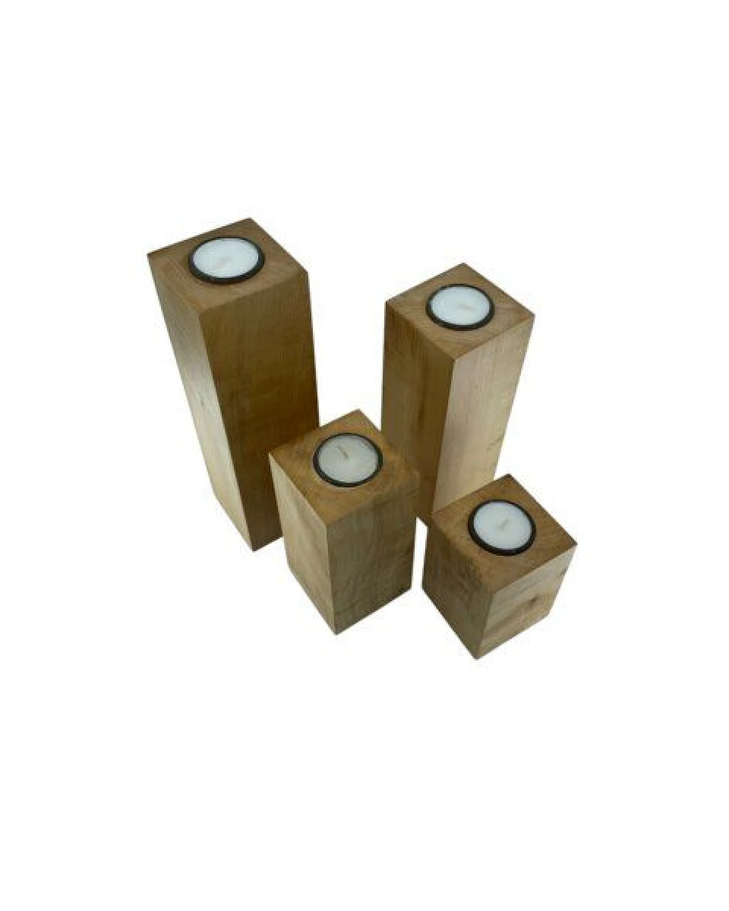 Lajos Varga 4er-Set Teelichthalter groß Bergahorn Höhe 10 - 25 cm – Ansicht 4