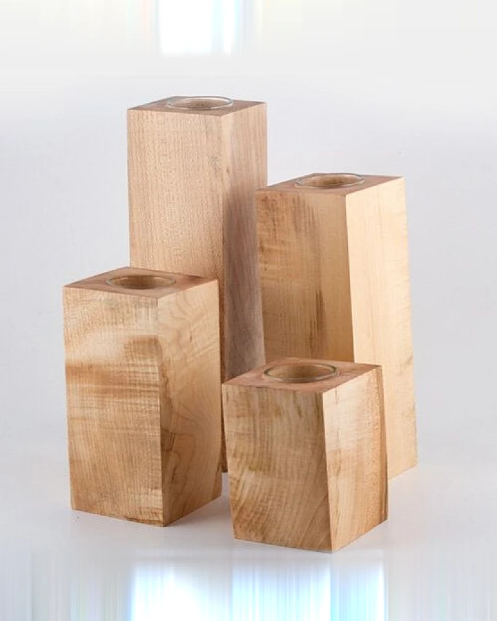 Lajos Varga 4er-Set Teelichthalter groß Bergahorn Höhe 10 - 25 cm