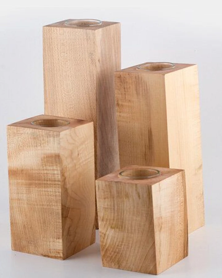 Lajos Varga 4er-Set Teelichthalter groß Bergahorn Höhe 10 - 25 cm
