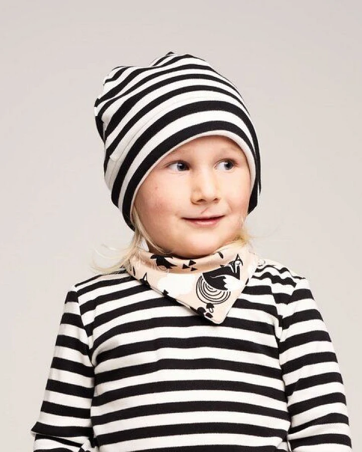 Cheeky Apple Gefütterte Mütze "Schwarz-weiss Ringel" aus 100% Bio-Baumwolle