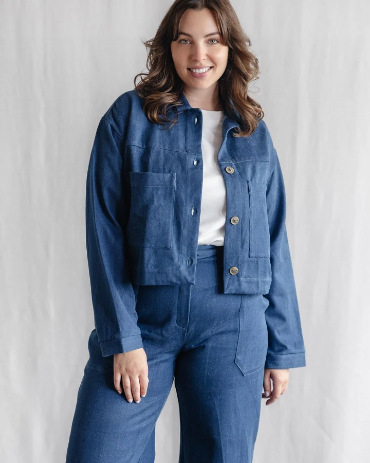 Jyoti - Fair Works Damen vegan Kurzjacke Mayur Denim Blau