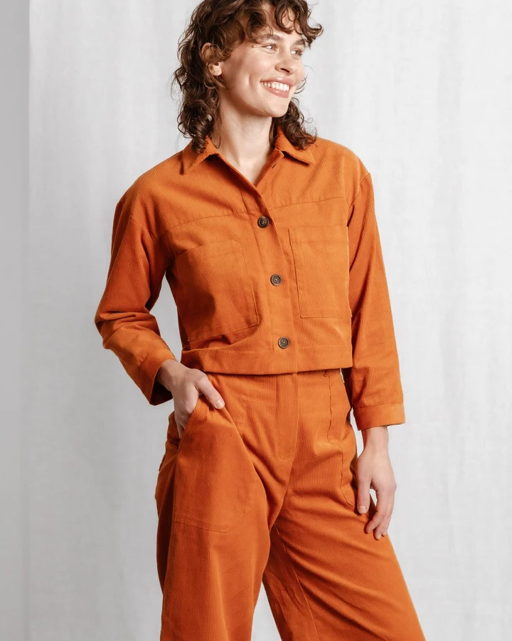 Jyoti Fair Works Damen vegan Kurze Jacke Mayur Amber