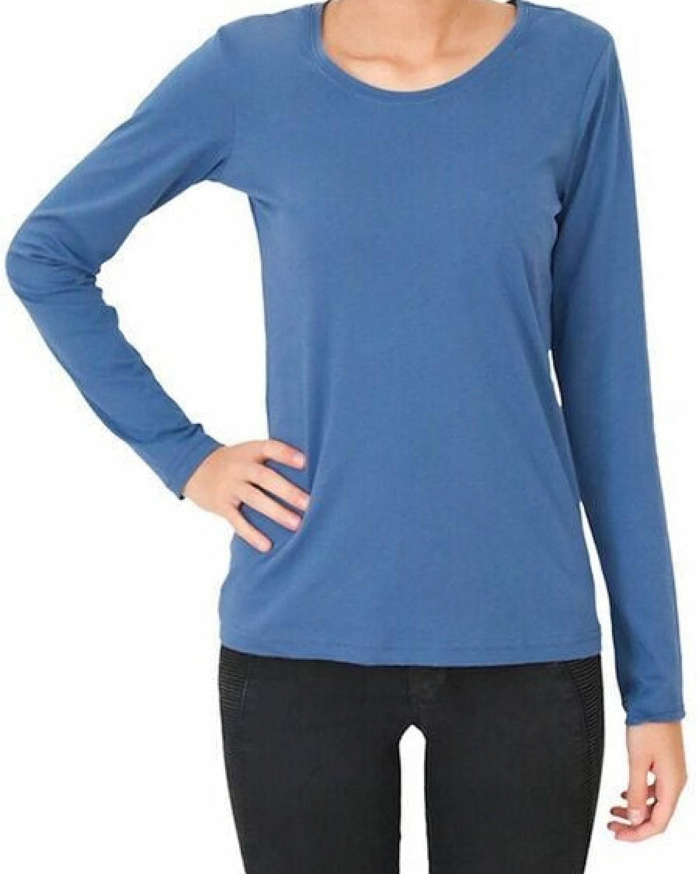 Leela Cotton Damen Langarmshirt 5 Farben Bio-Baumwolle Oberteil T-Shirt – Ansicht 3
