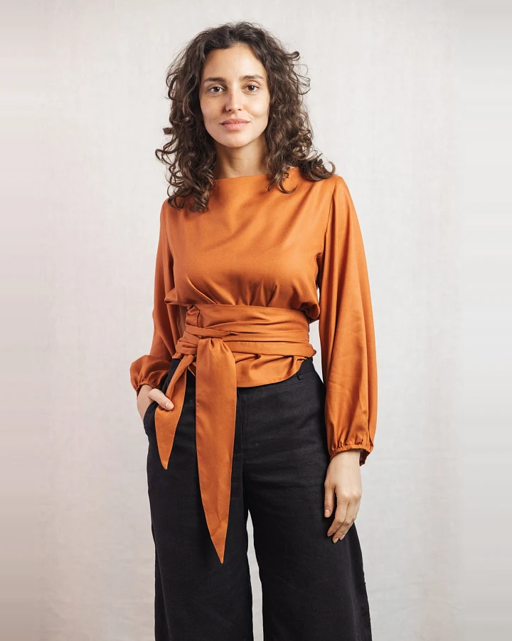 Jyoti - Fair Works Damen vegan Bluse Prasoon Rost