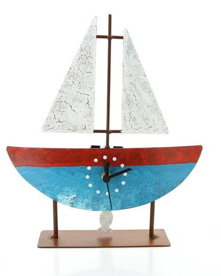 GLOBO Fair Trade Standuhr SEGELBOOT mit Pendel, Metall