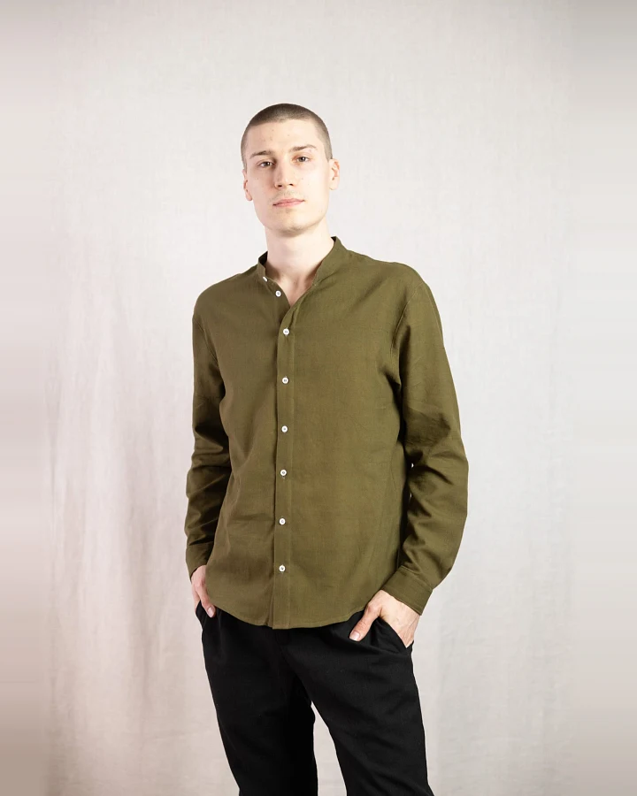 Jyoti Fair Works Herren vegan Hemd Harish Moss Green