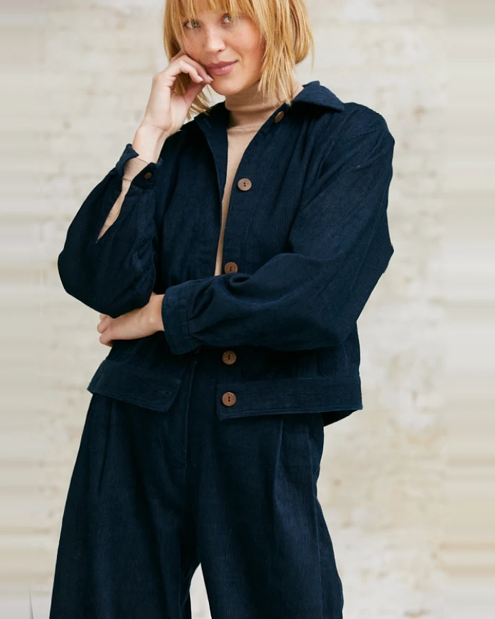 Jyoti Fair Works Damen vegan Jacke Khajana Nachtblau