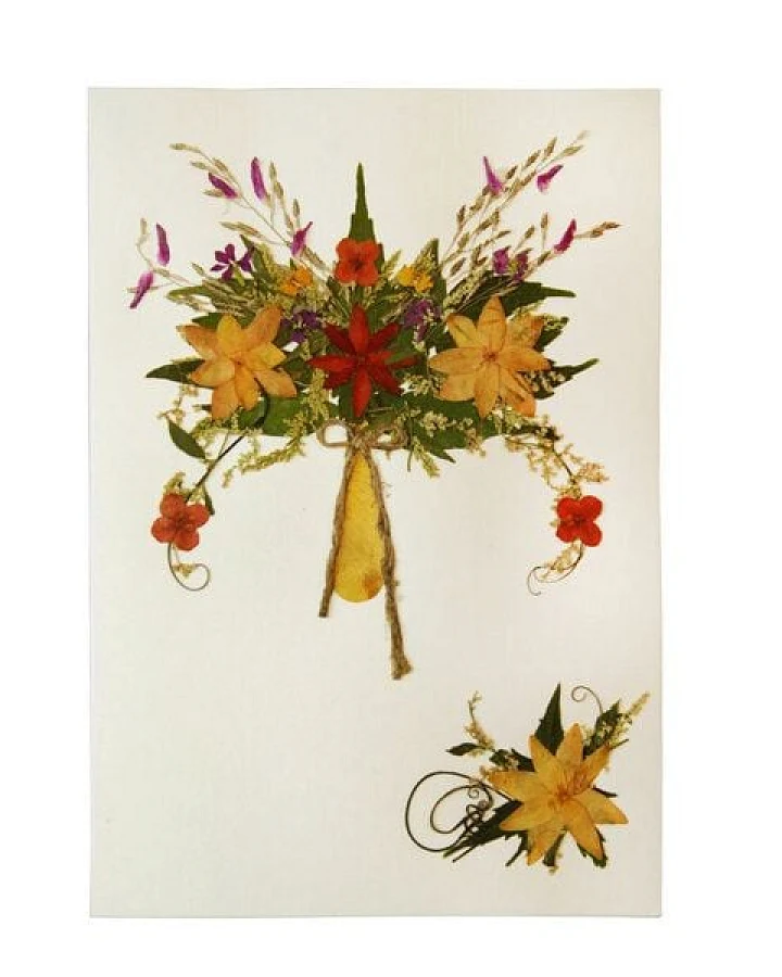 GLOBO Fair Trade Grußkarte Wildblumen DAHLIA GELB