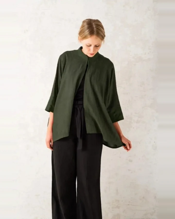 Jyoti Fair Works Damen vegan Strickjacke Chandrama Olivgrün