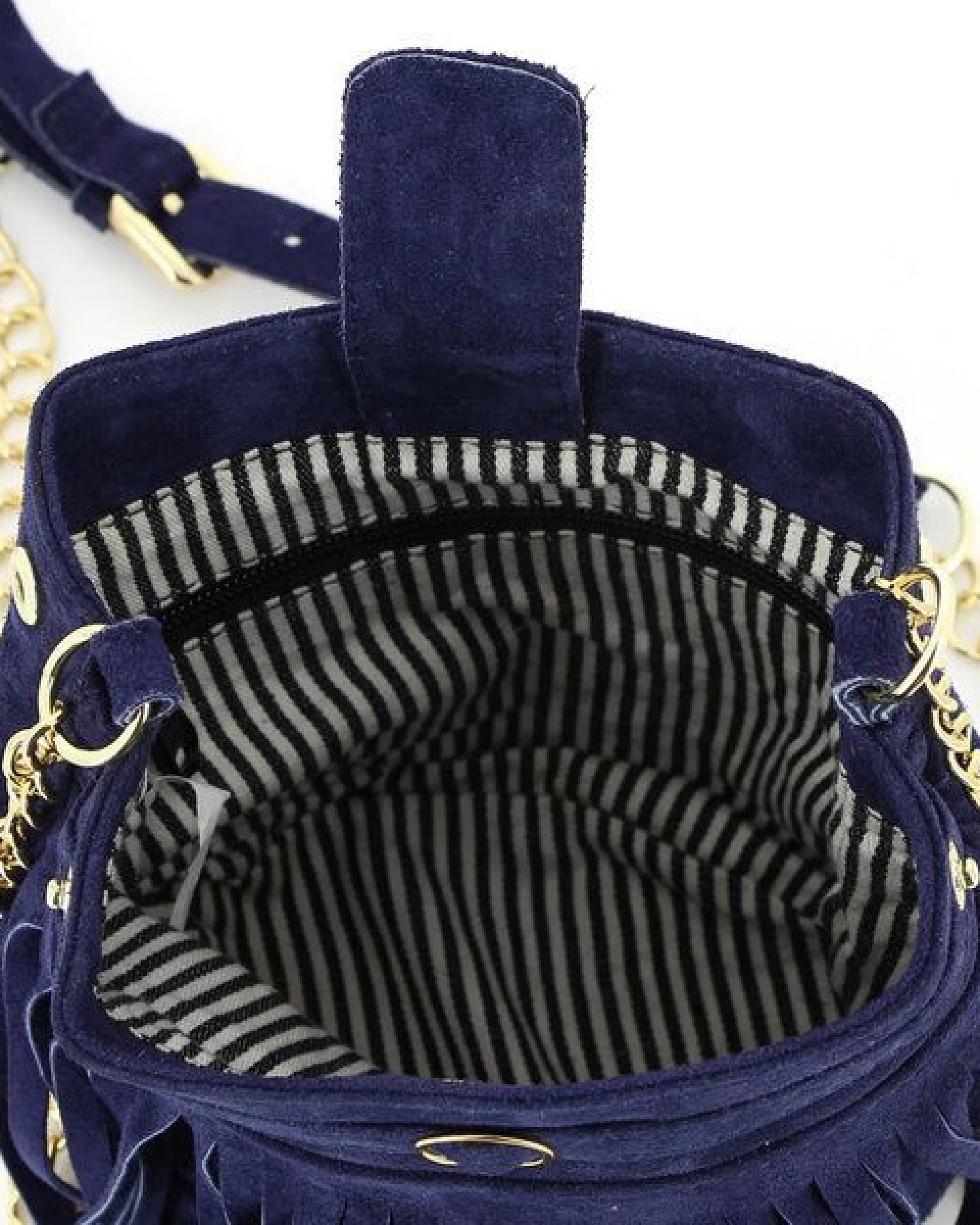 GLOBO Fair Trade Mini-Beuteltasche mit Fransen, Ökoleder – Ansicht 2