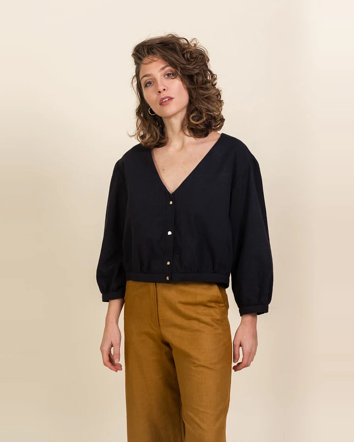 Jyoti Fair Works Damen vegan Bluse Sahay Schwarz