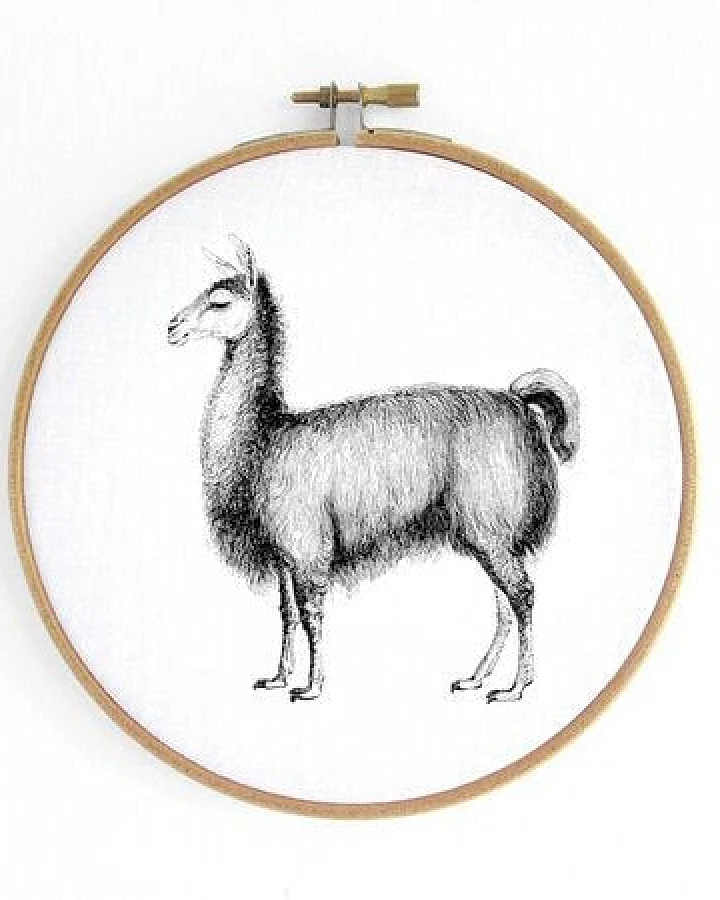 renna deluxe Alpaka im Stickrahmen als Bild (seitlich)