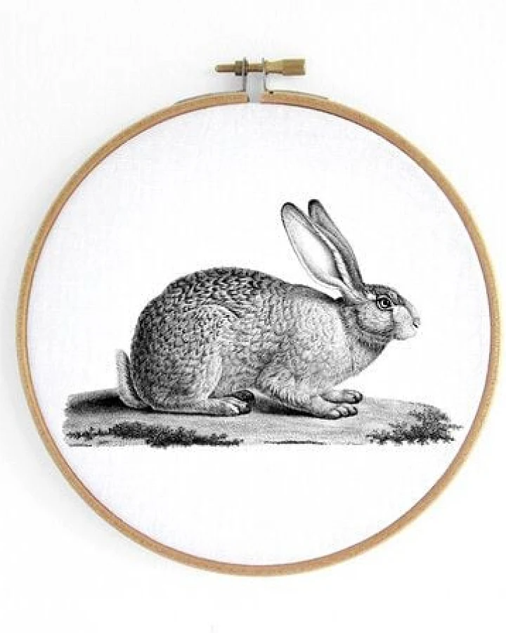 renna deluxe Hase im Stickrahmen