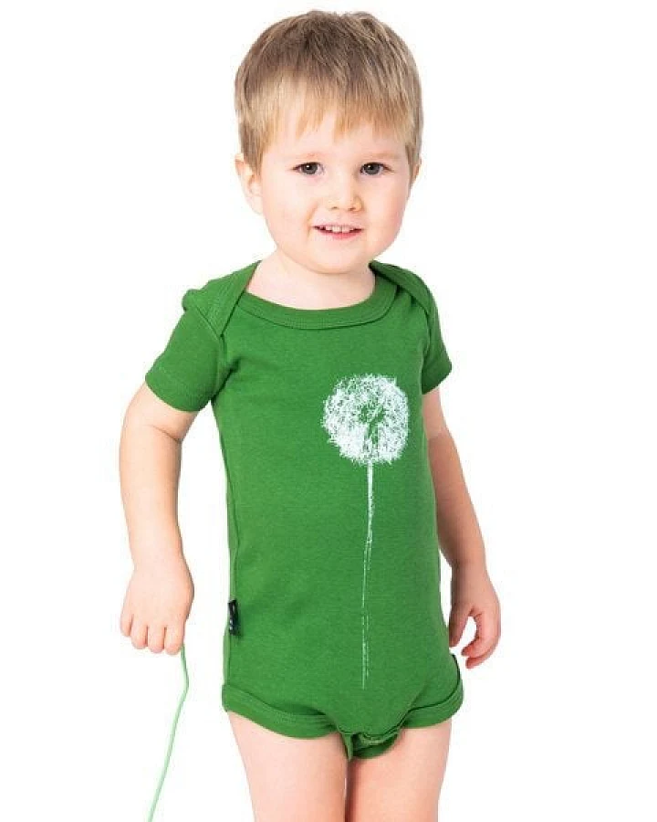Hirschkind Bio-Babybody kurzarm "Pusteblume" in grün