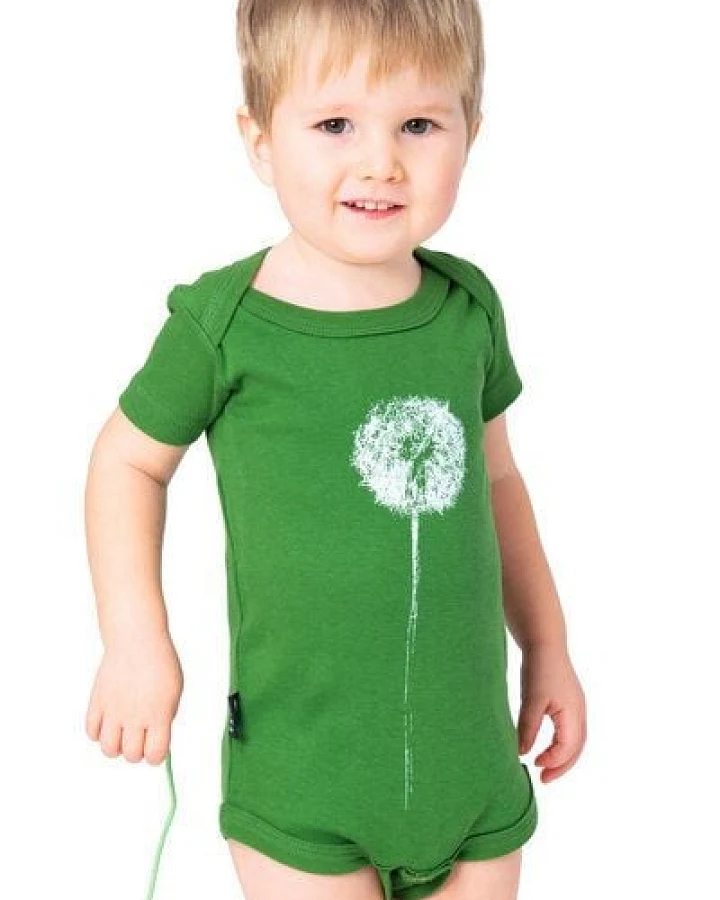 Hirschkind Bio-Babybody kurzarm "Pusteblume" in grün