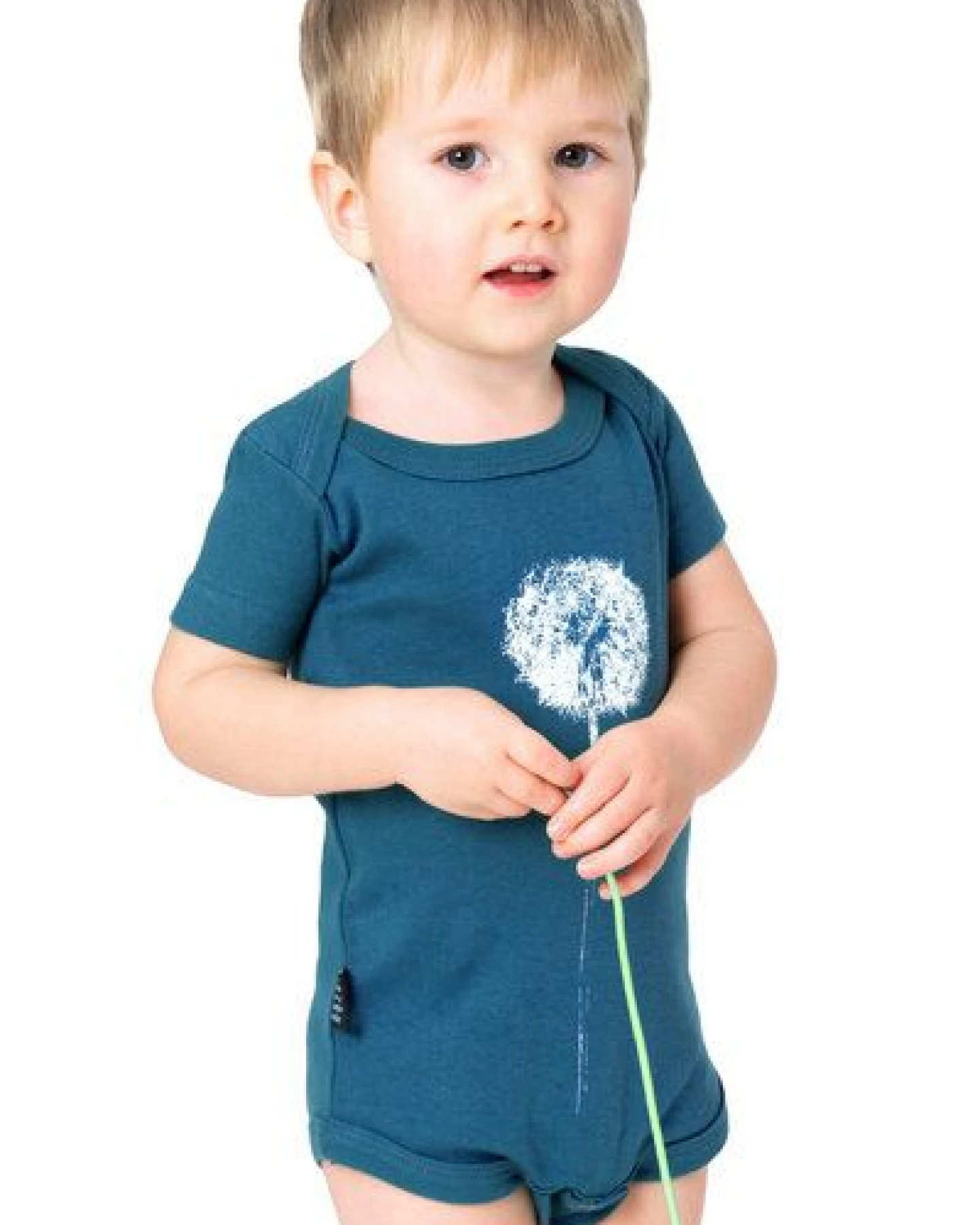 Hirschkind Bio-Babybody kurzarm "Pusteblume" in petrol – Ansicht 2