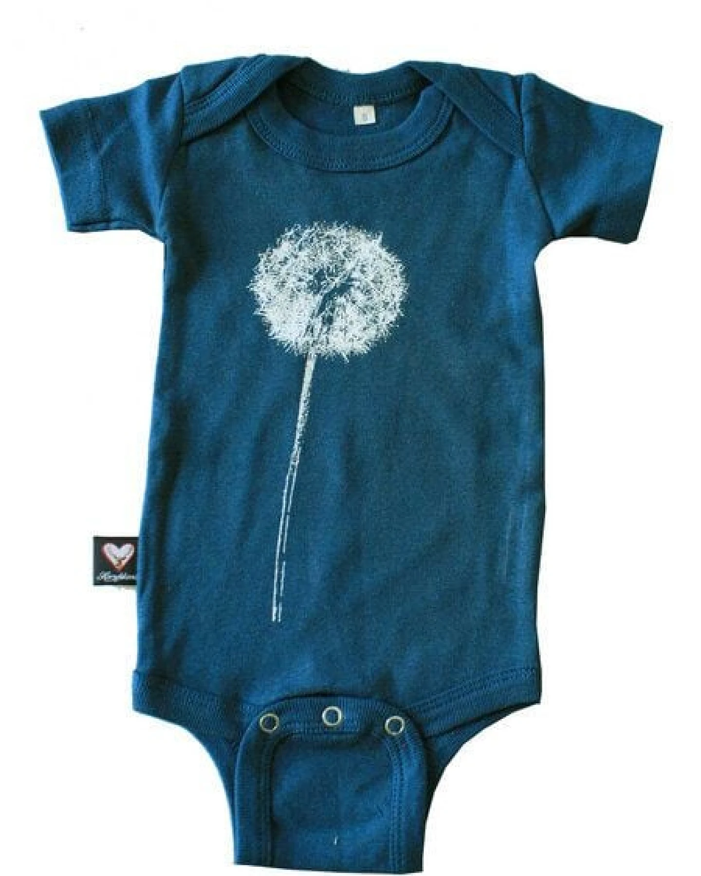 Hirschkind Bio-Babybody kurzarm "Pusteblume" in petrol – Ansicht 3