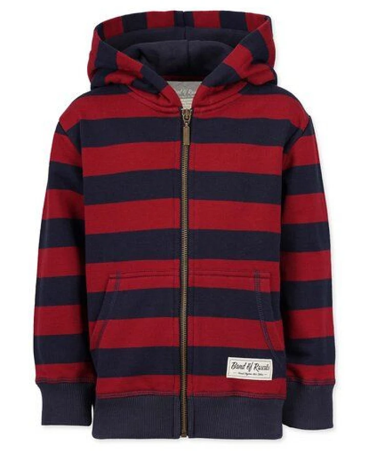 Band of Rascals Striped Zip Hooded