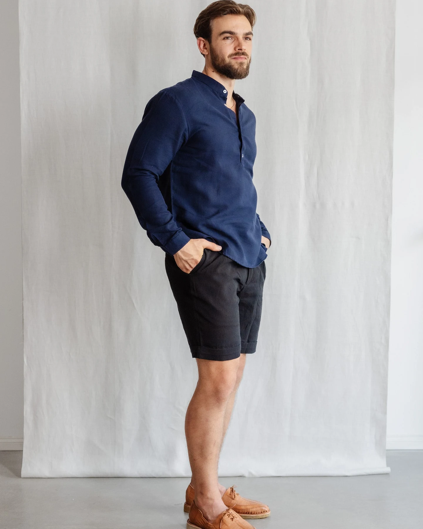 Jyoti - Fair Works Herren vegan Tunika Tanu Blau – Ansicht 2