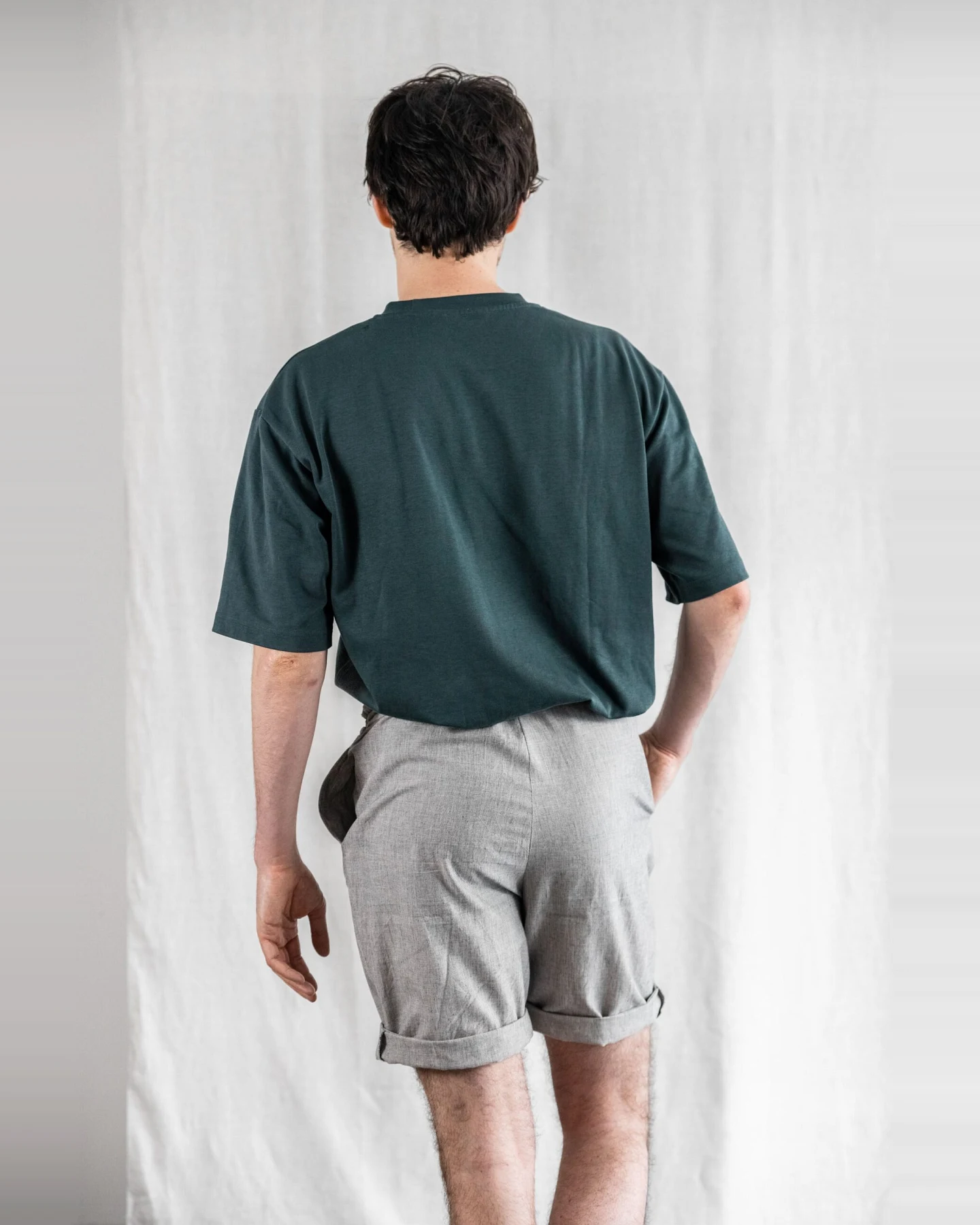 Jyoti Fair Works Herren vegan Shorts Devaki Hellgrau – Ansicht 2