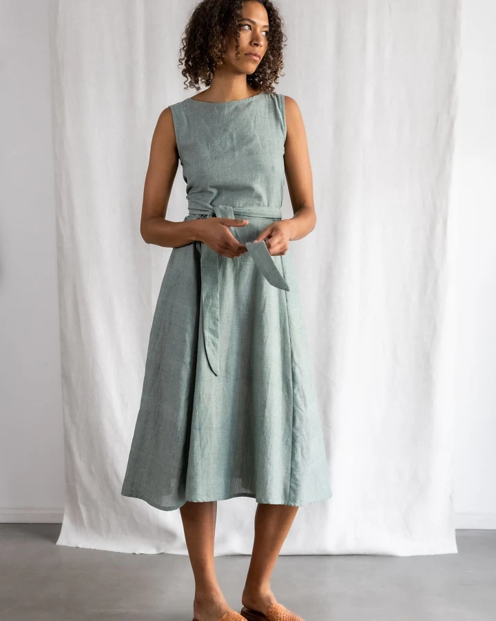 Jyoti Fair Works Damen vegan Kleid Karishma Eukalyptus