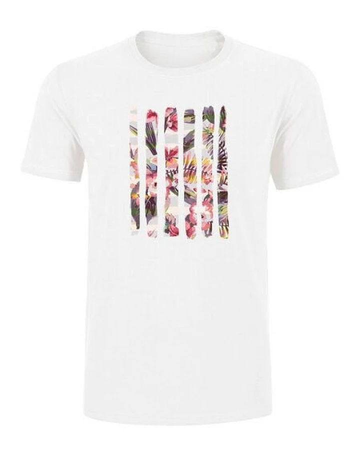 Human Family Herren Sommer T-Shirt Rolls "Floral" in weiß aus 100% Bio-Baumwolle
