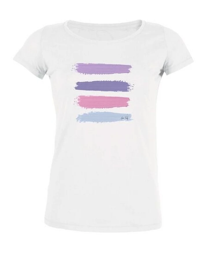 Human Family Damen Bio T-Shirt "Desires - Stripes" in weiss und schwarz