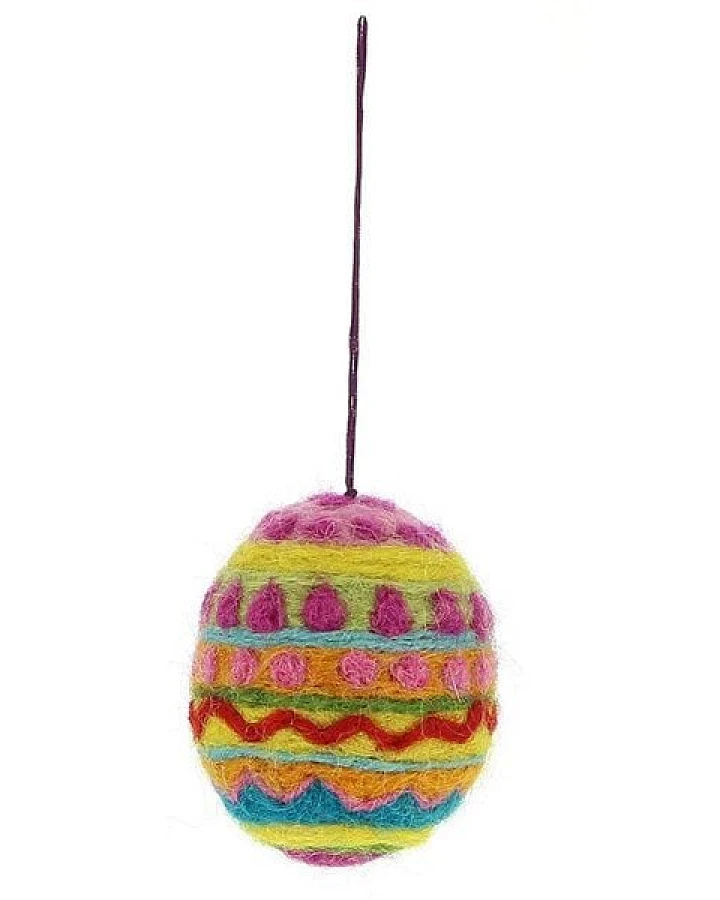 GLOBO Fair Trade Osterei gelb-pink aus Filz