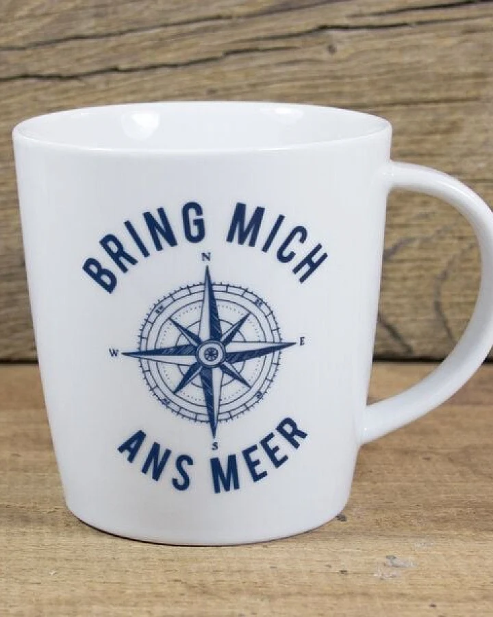 Bow & Hummingbird Großer Porzellanbecher "Bring mich ans Meer"