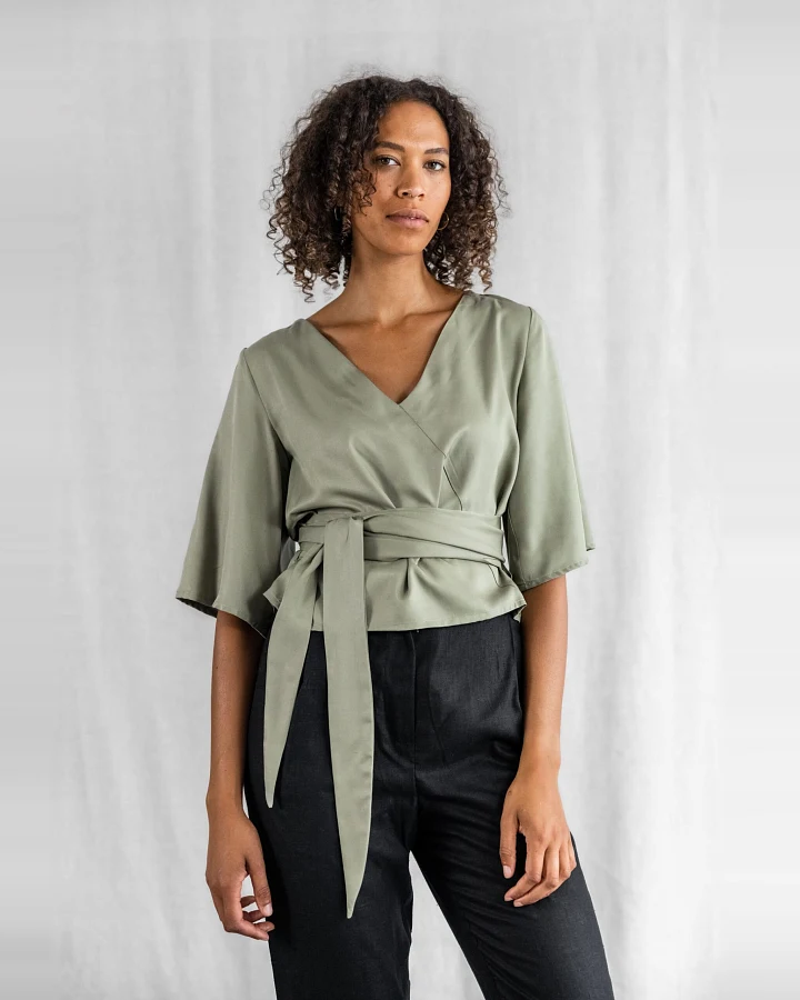 Jyoti Fair Works Damen vegan Bluse Vasanta Matcha Grün