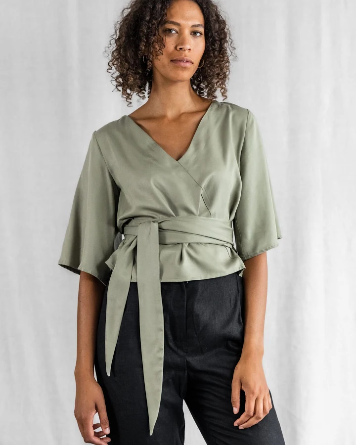 Jyoti Fair Works Damen vegan Bluse Vasanta Matcha Grün