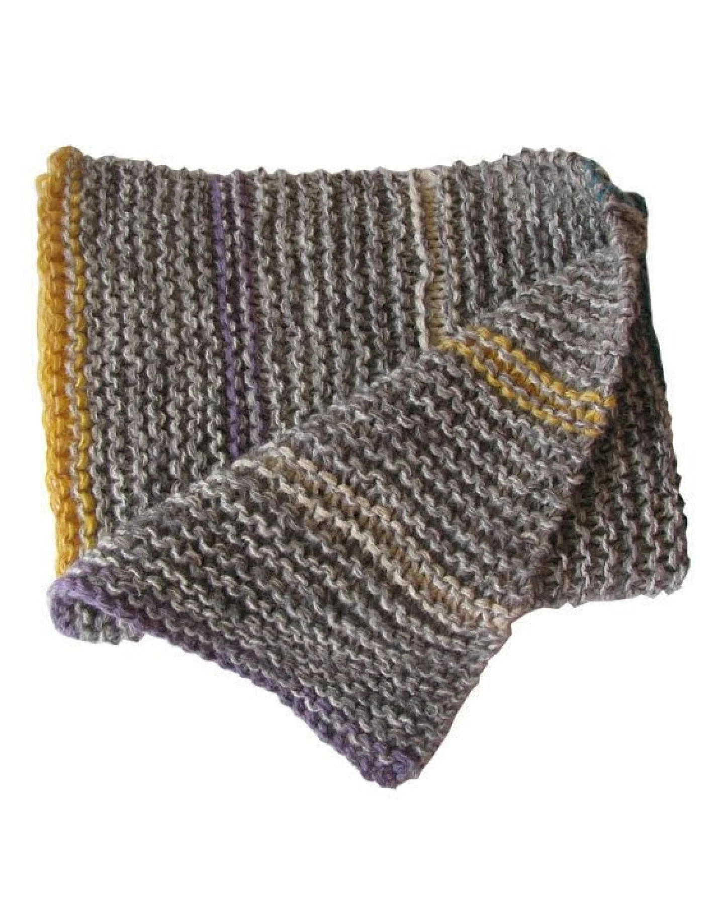 ingegerd Handgestrickte Babydecke in grau mit bunten Streifen – Ansicht 4