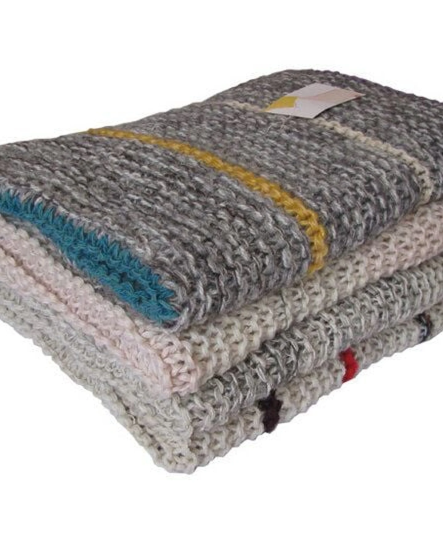 ingegerd Handgestrickte Babydecke in grau mit bunten Streifen – Ansicht 3