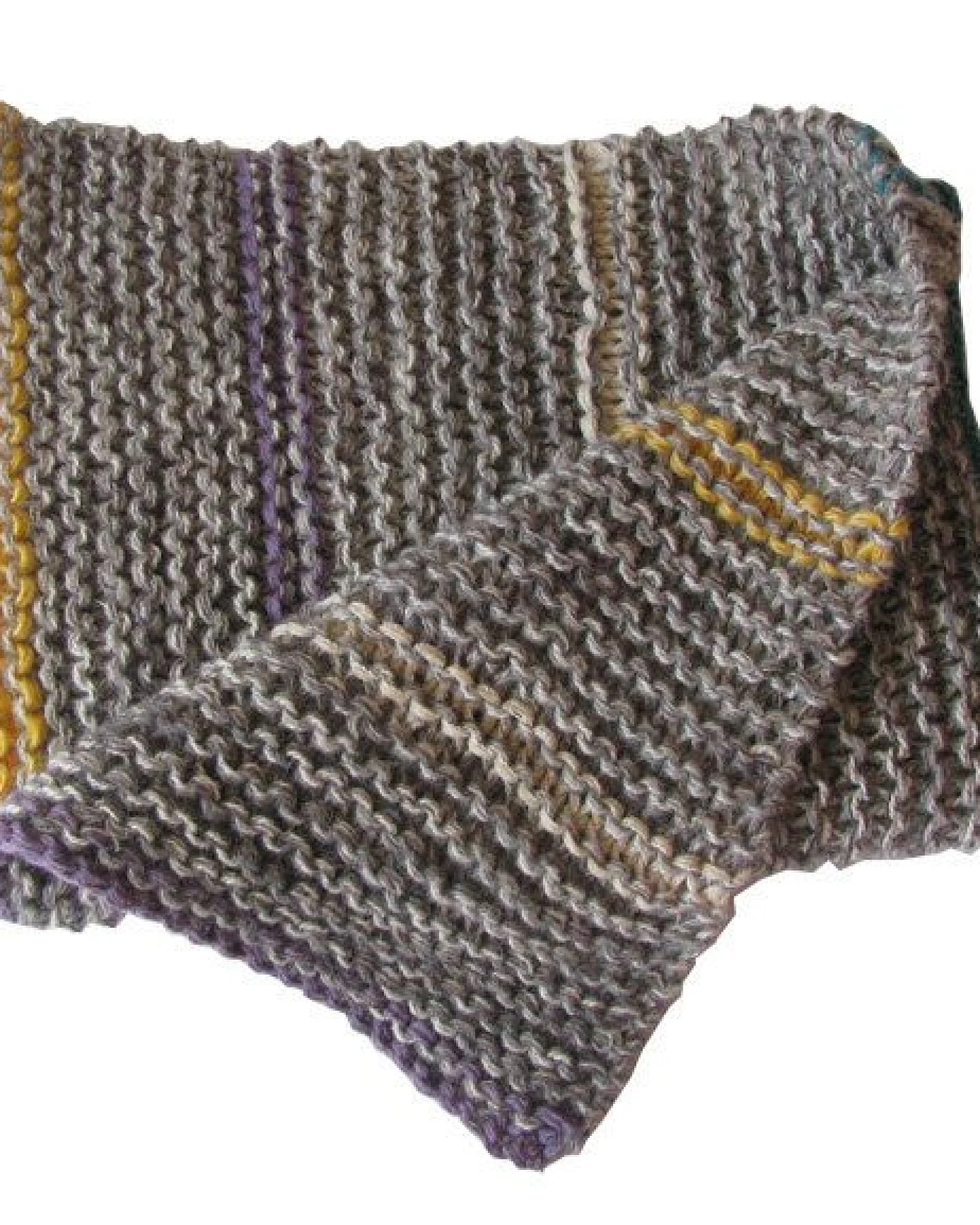 ingegerd Handgestrickte Babydecke in grau mit bunten Streifen – Ansicht 4