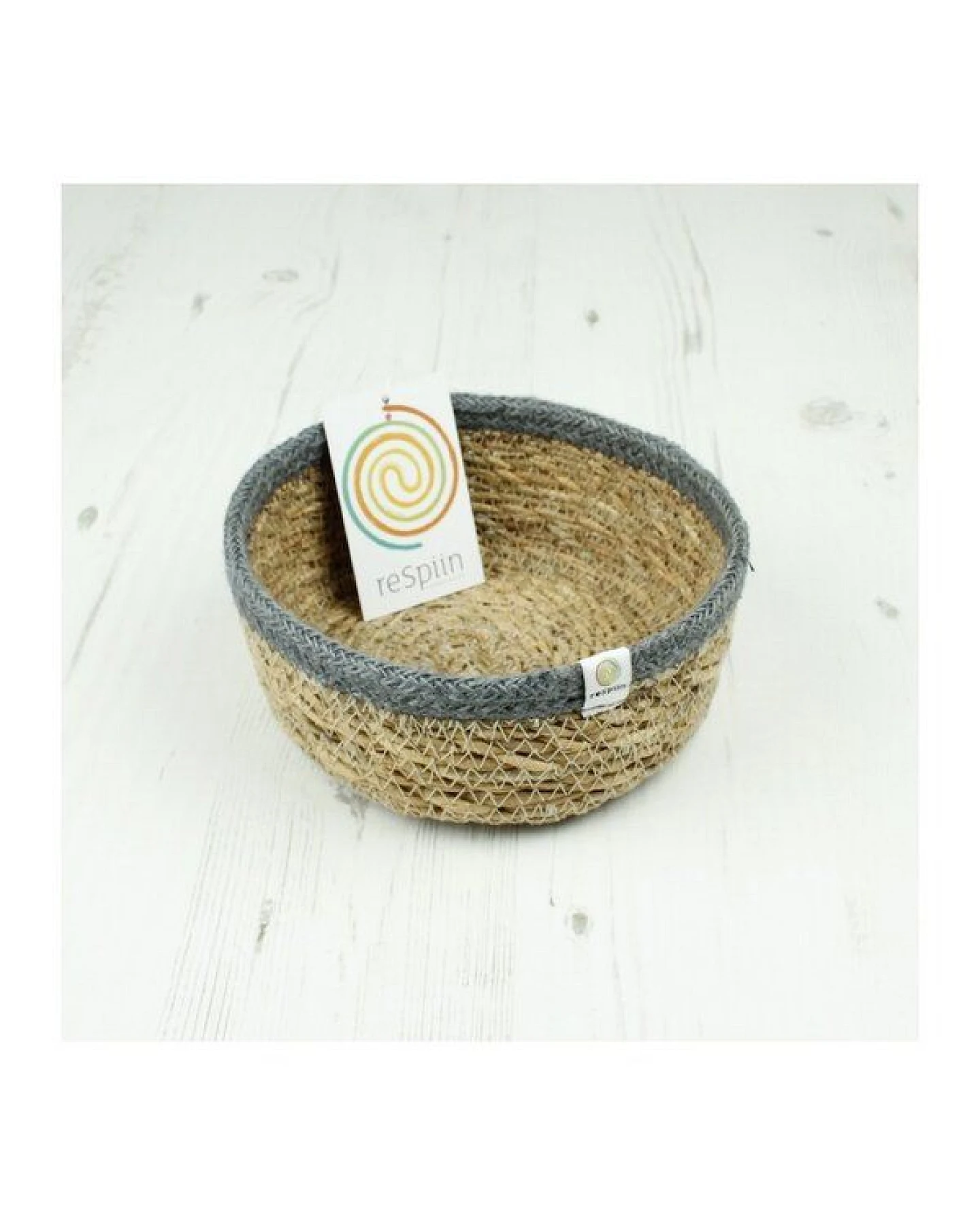 reSpiin Veganer Aufbewahrungskorb klein aus Jute und Seegras Ø 15cm – Ansicht 2