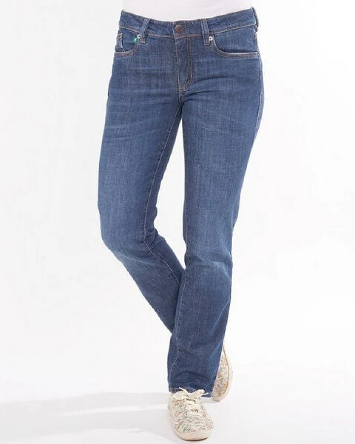 fairjeans Basic Jeans STRAIGHT WAVES, gerades Bein, jeansblau mit Waschung, mittelhoher Bund
