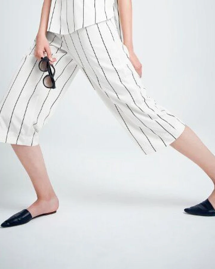 JAN N JUNE Culotte Hose TULIPA weiß schwarz gestreift