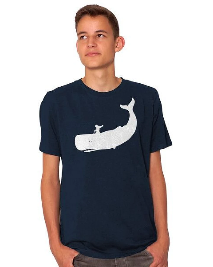 HANDGEDRUCKT "Cowboy und Wal" Männer T-Shirt